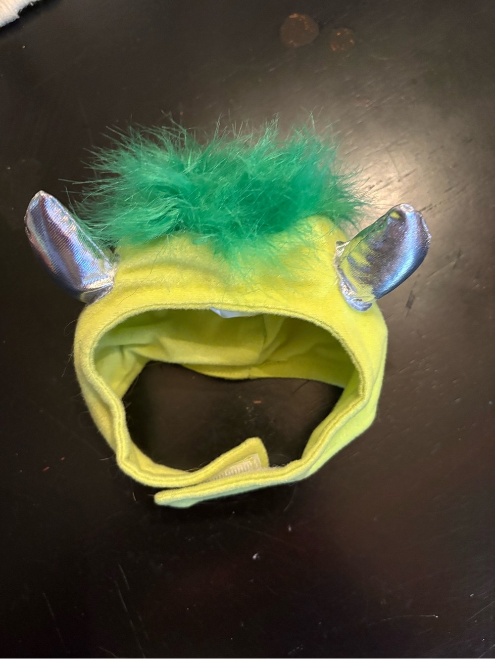 Halloween Cat Neon Green Monster Hat with Metallic Horns (11-15 pounds)